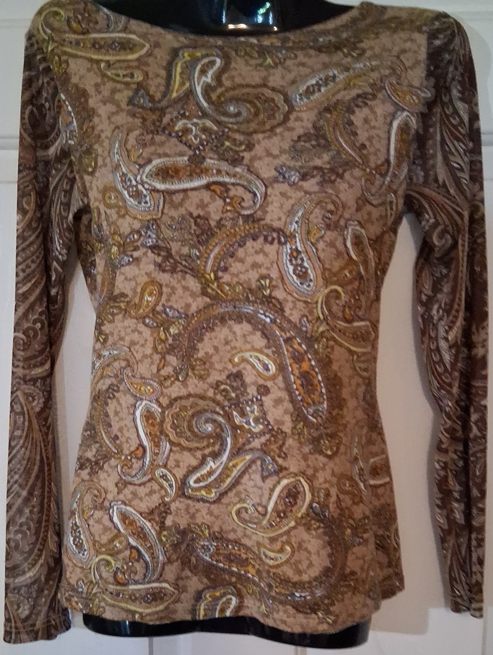 Women’s Paisley Long Sleeve Top - Brown/Gold